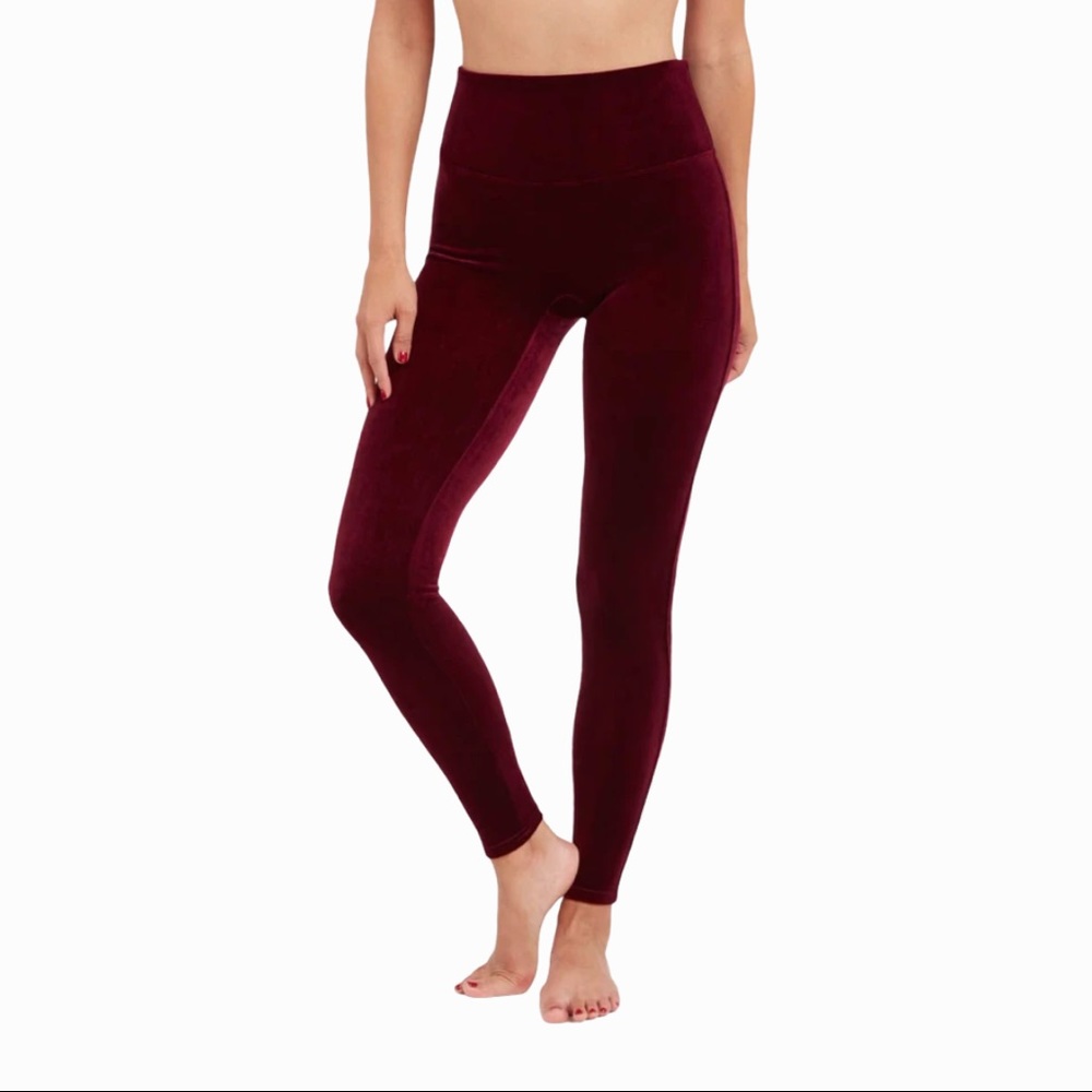Spanx Velvet Leggings in Color Rich Burgundy - Picture 3 of 6